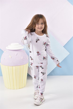 Minnie Desenli Kız Çocuk Pijama Takımı